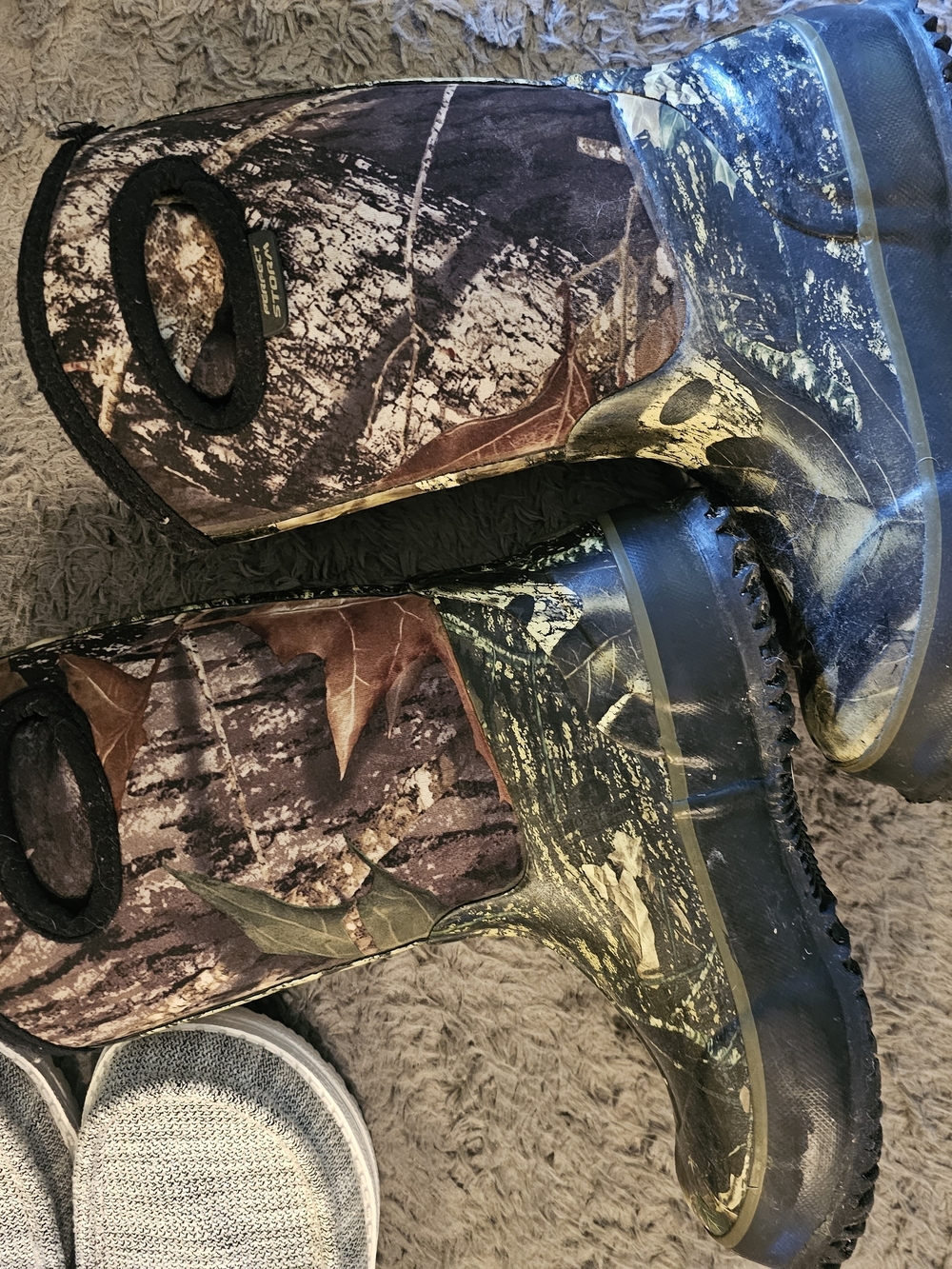 Kids Camo Pull-On Waterproof Boots - Brown/Green PERFECT STORM